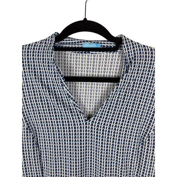 J. McLaughlin Blue Pattern Short Sleeve Dress- Size L - Picture 2 of 7